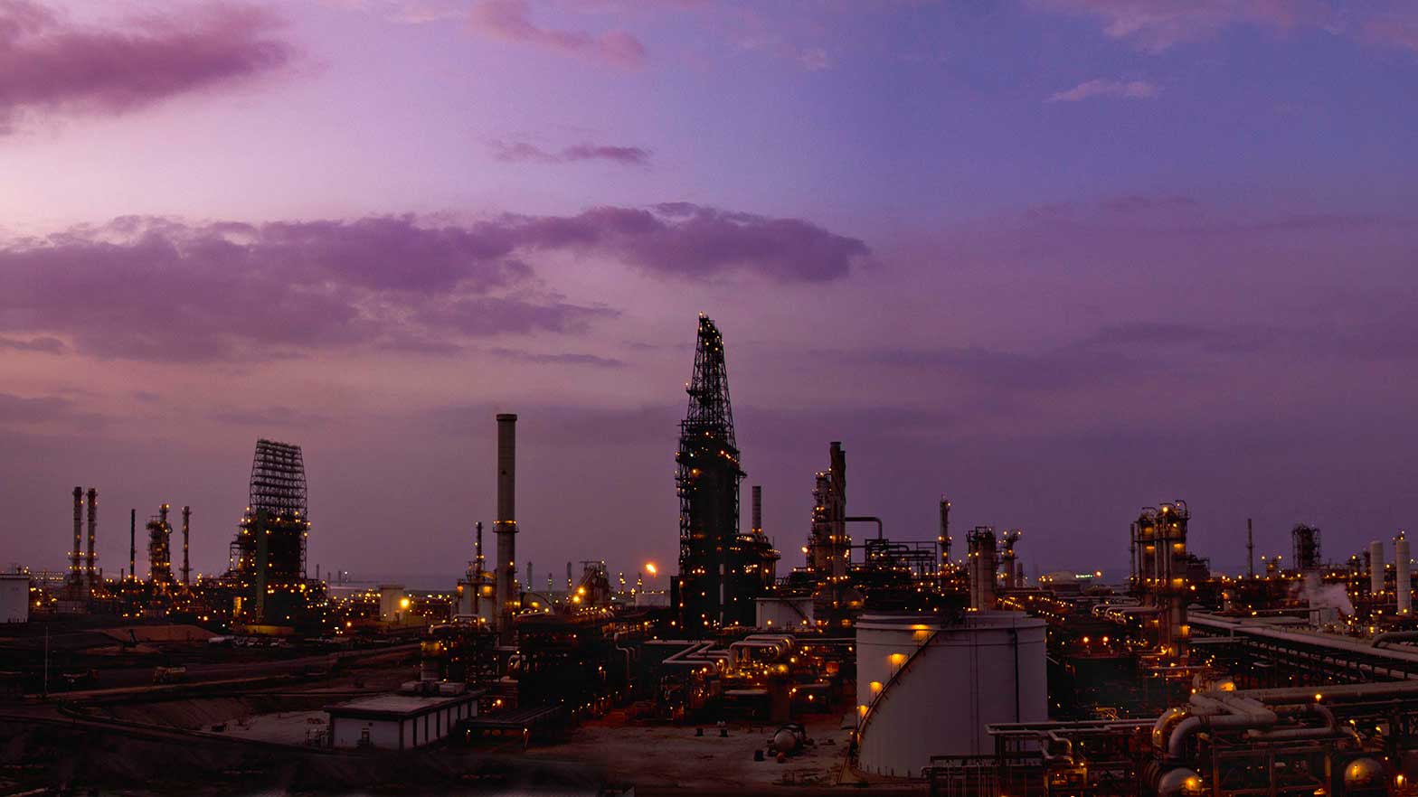 the night sky looms over the venuzuelean factory