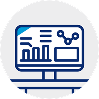 icon of a computer and charts